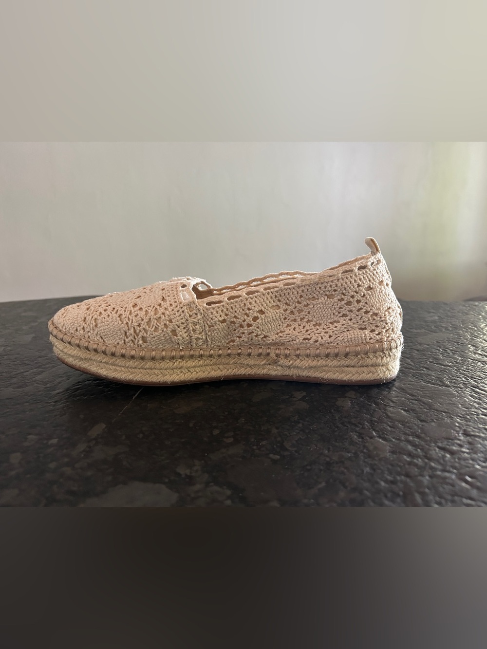 Kaari Blue Livi Crochet Espadrille Slip-On in Cream